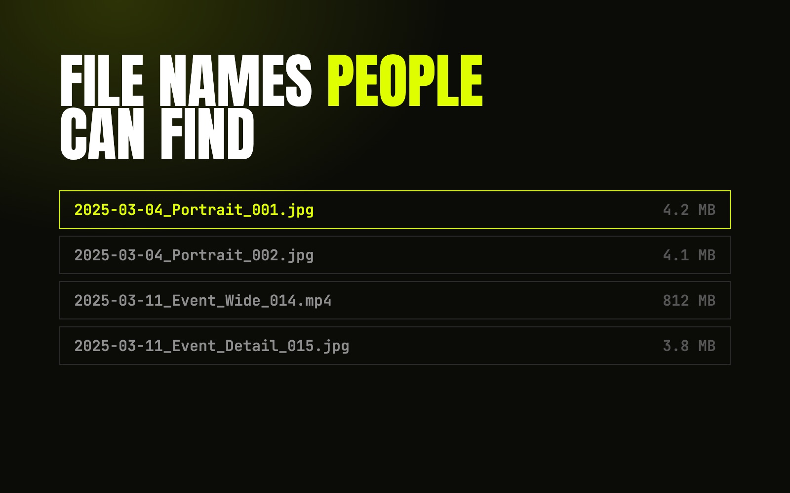 Date-first file names in a media library