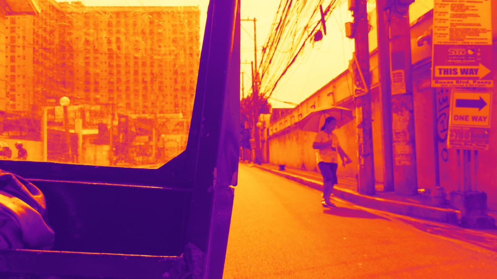 Ironbow Thermal, applied to log footage of a street in Manila