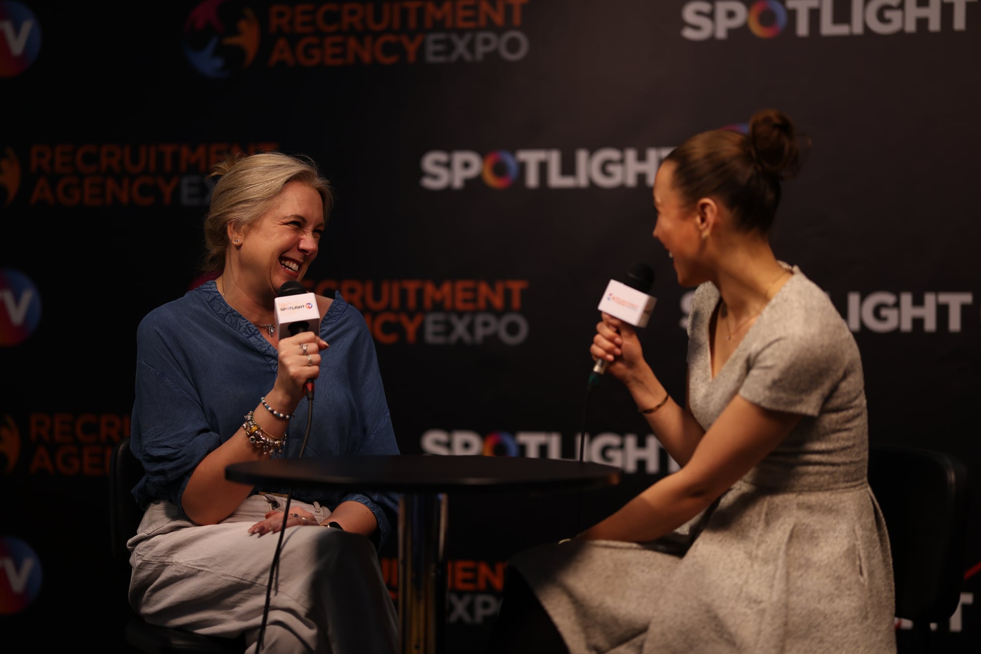 Business events: A laugh in the interview booth
