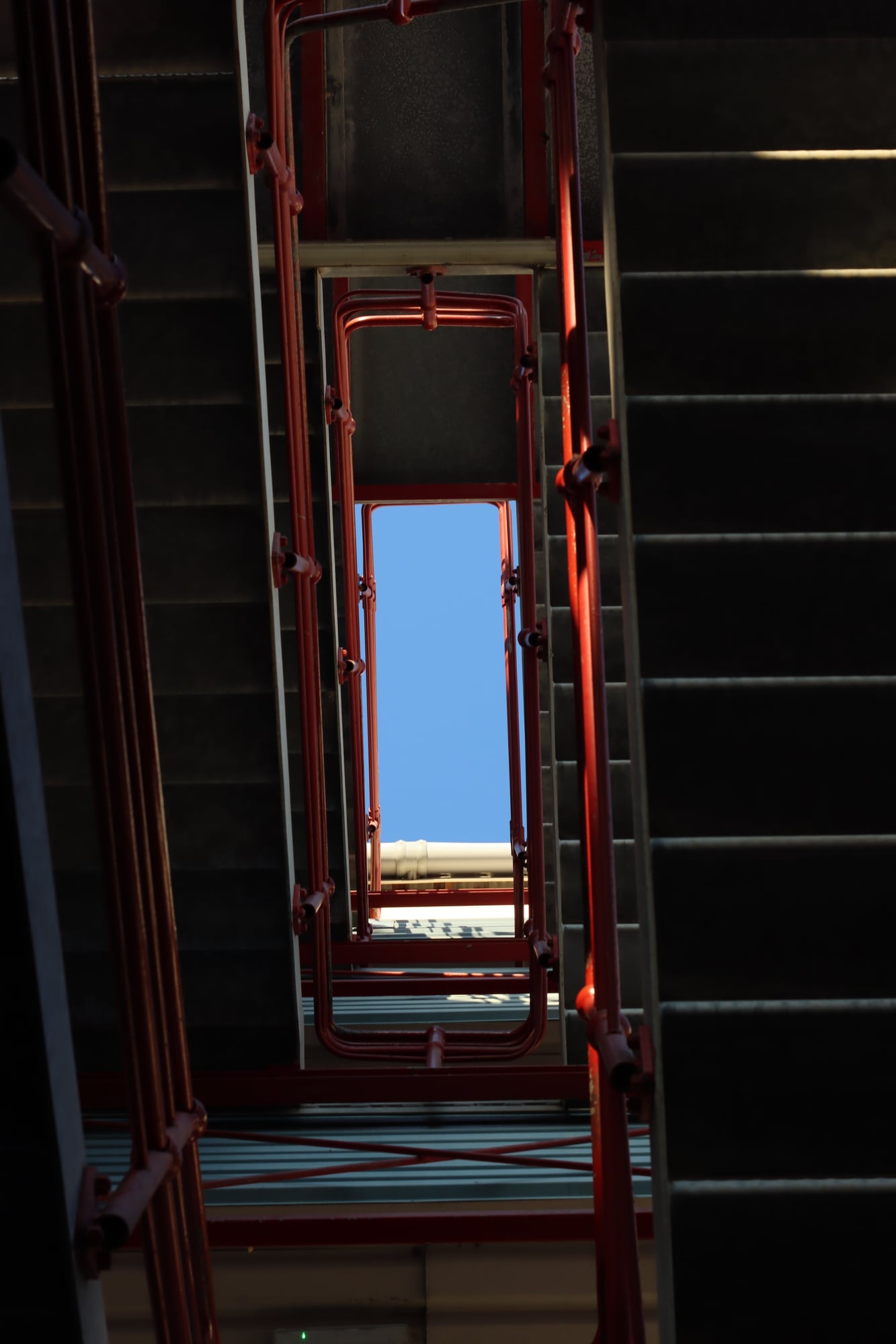 Five weeks on the Rock: Looking straight up a stairwell