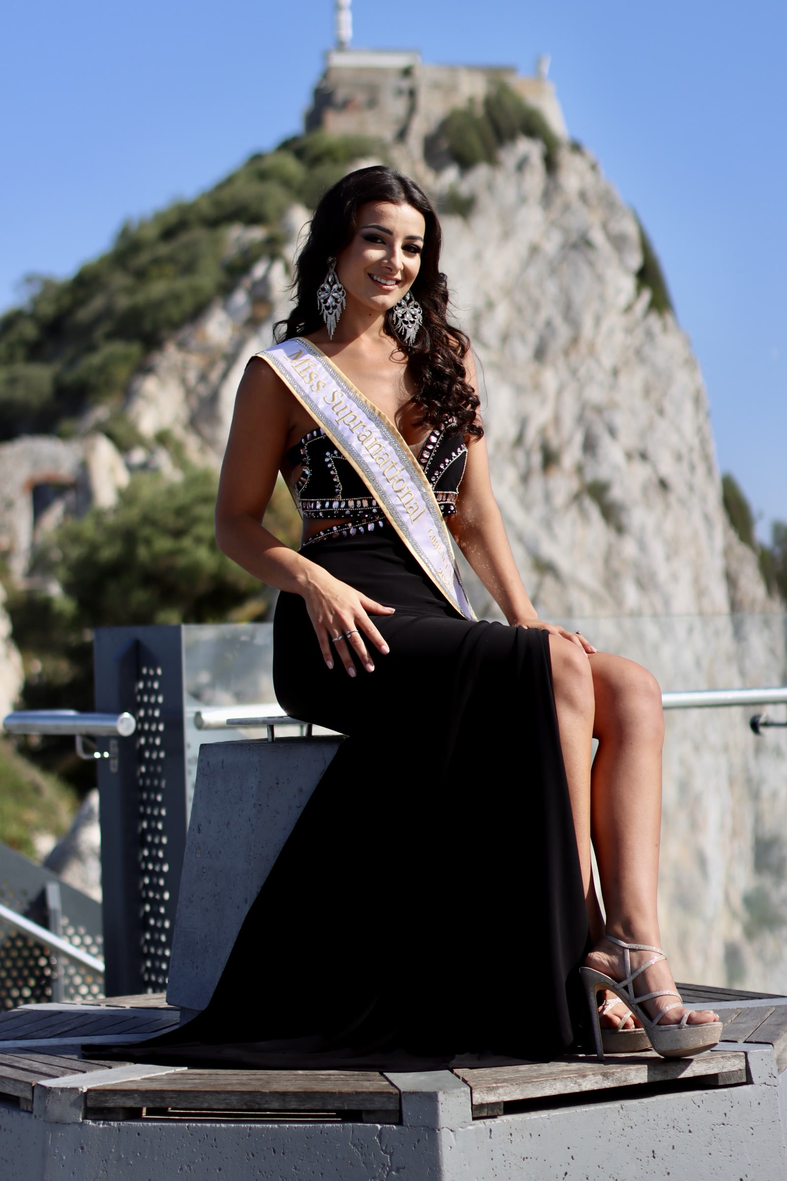 A Miss Gibraltar 2023 contestant at the foot of the Rock
