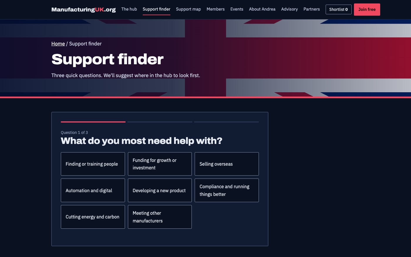 ManufacturingUK.org: The support finder