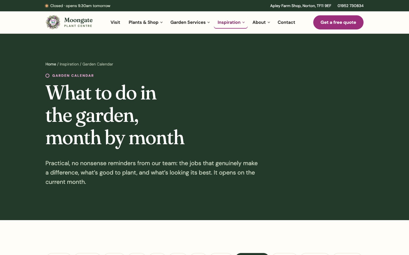 Moongate Plant Centre: The garden calendar