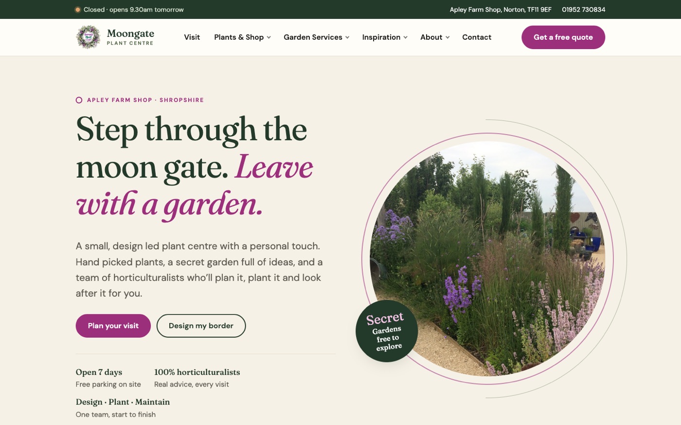 Moongate Plant Centre home page