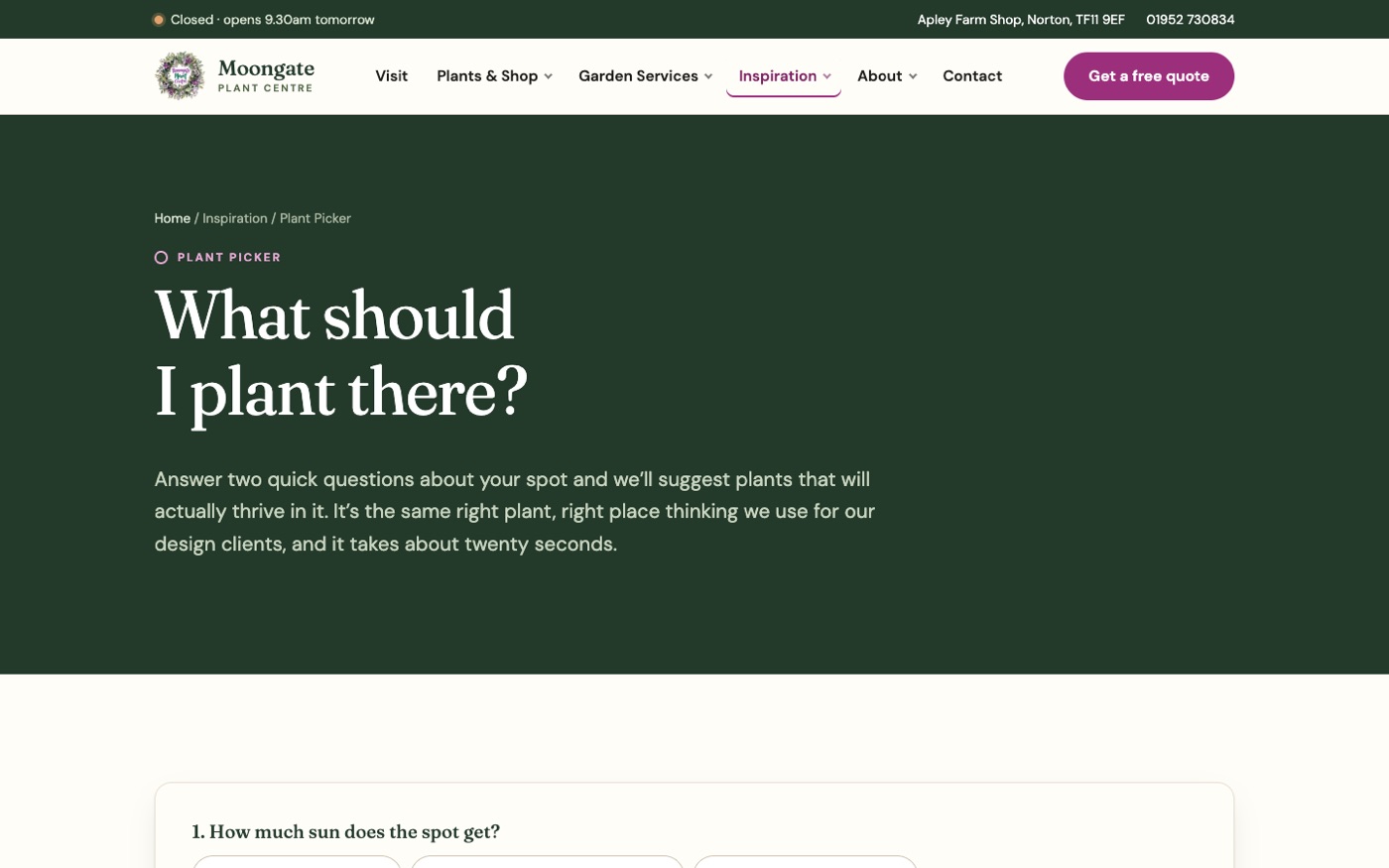 Moongate Plant Centre: The plant picker